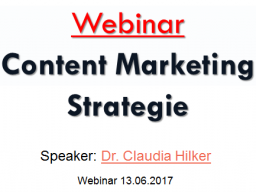 Webinar: Webinar: Content Marketing Strategie
