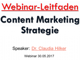 Webinar: Webinar: Content Marketing Strategie
