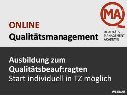Webinar: Qualitätsbeauftragter ISO 9001 per WEBINAR (TZ)
