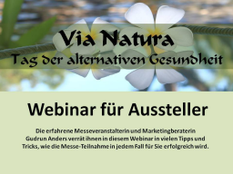 Webinar: Marketing für Aussteller der Via Natura