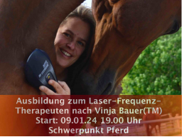 Webinar: Ausbildung zum Lasertherapeuten und Laser-Frequenz-Therapeuten nach Vinja Bauer, Schwerpunkt Pferd