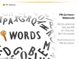 Webinar: Erfolgreiche Online-PR mit Online-Pressemitteilungen - Einführung in PR-Gateway