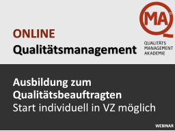 Webinar: Qualitätsbeauftragter ISO 9001 per WEBINAR (VZ)