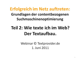 Webinar: Textprovider-Webinar Teil 2