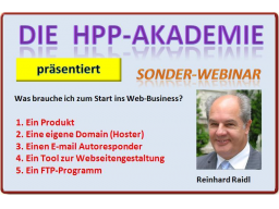Webinar: HPP-SonderWebinar - Web Starter-Tools